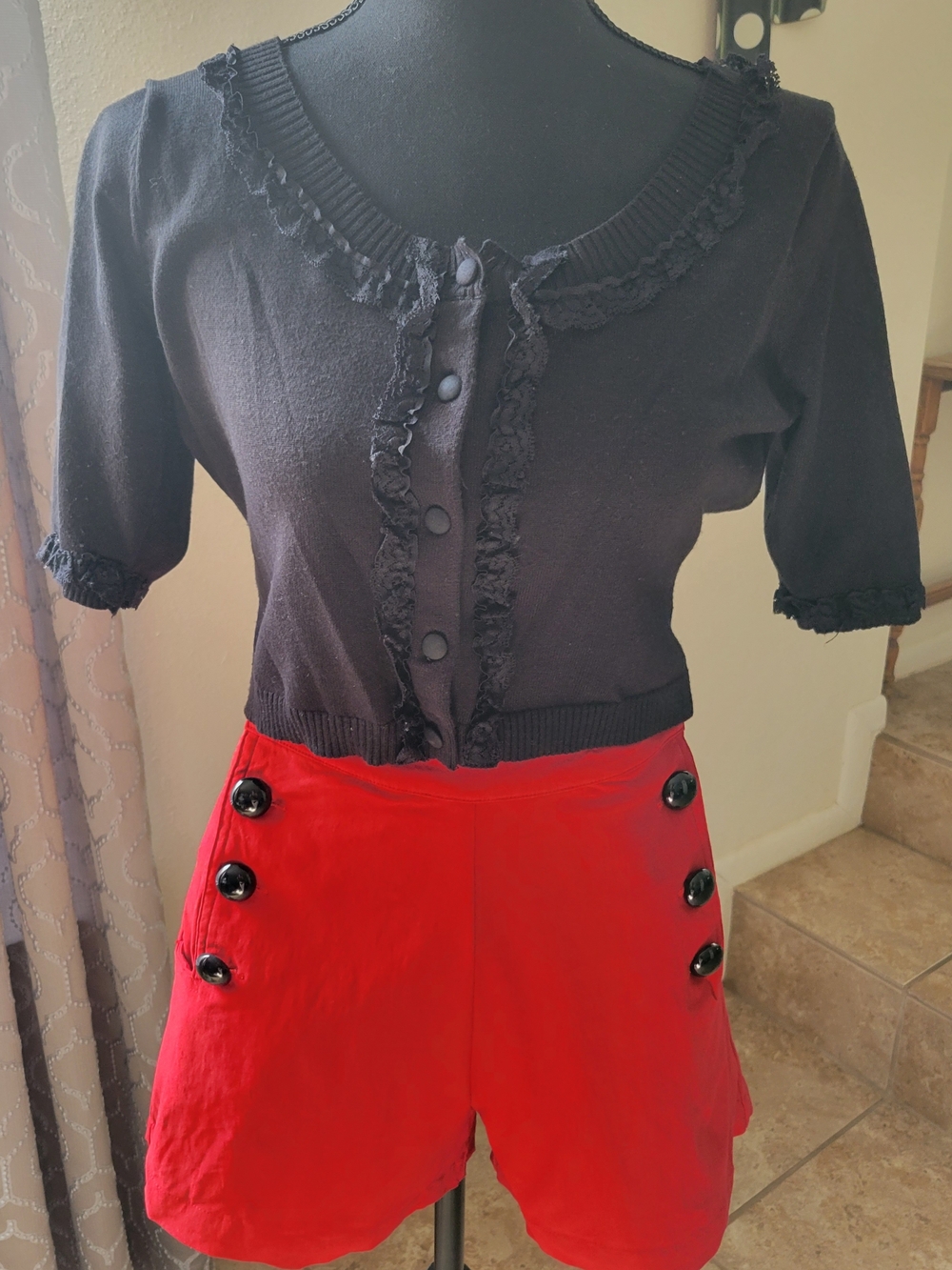 Sourpuss Black Button Up Knit Top